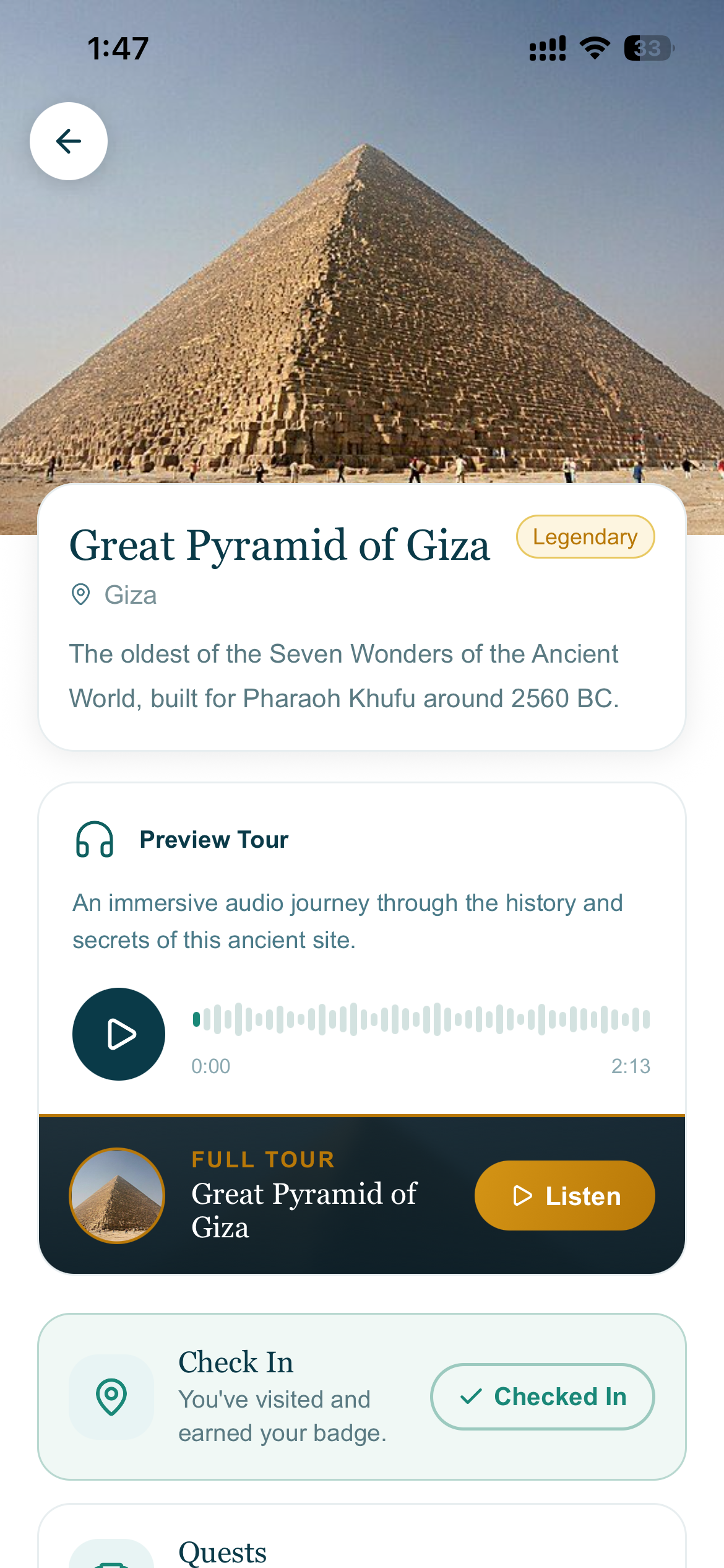 Egypt+ preview tour and full tour card for the Great Pyramid of Giza